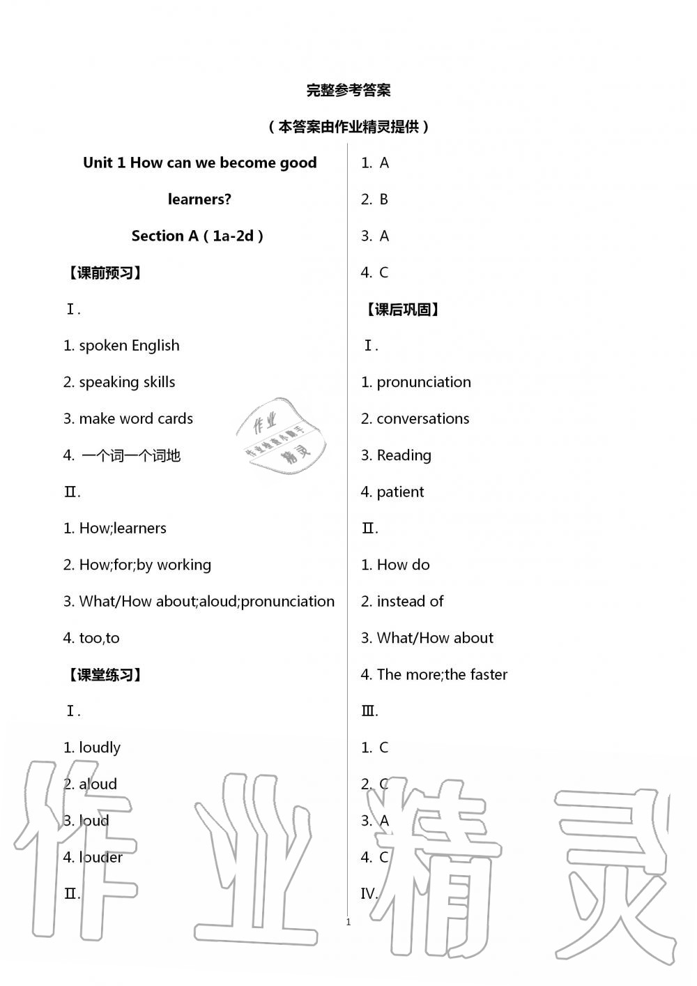 2020年學(xué)習(xí)指要九年級英語全一冊人教版 第1頁