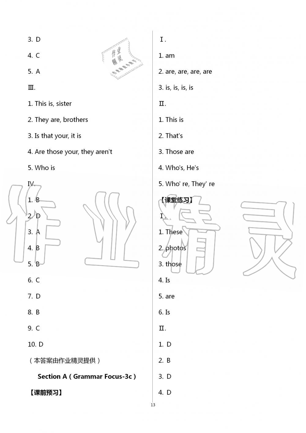 2020年学习指要七年级英语上册人教版 第13页