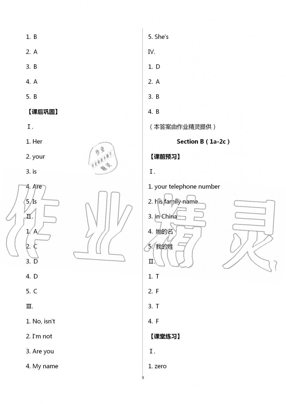 2020年學(xué)習(xí)指要七年級(jí)英語(yǔ)上冊(cè)人教版 第9頁(yè)