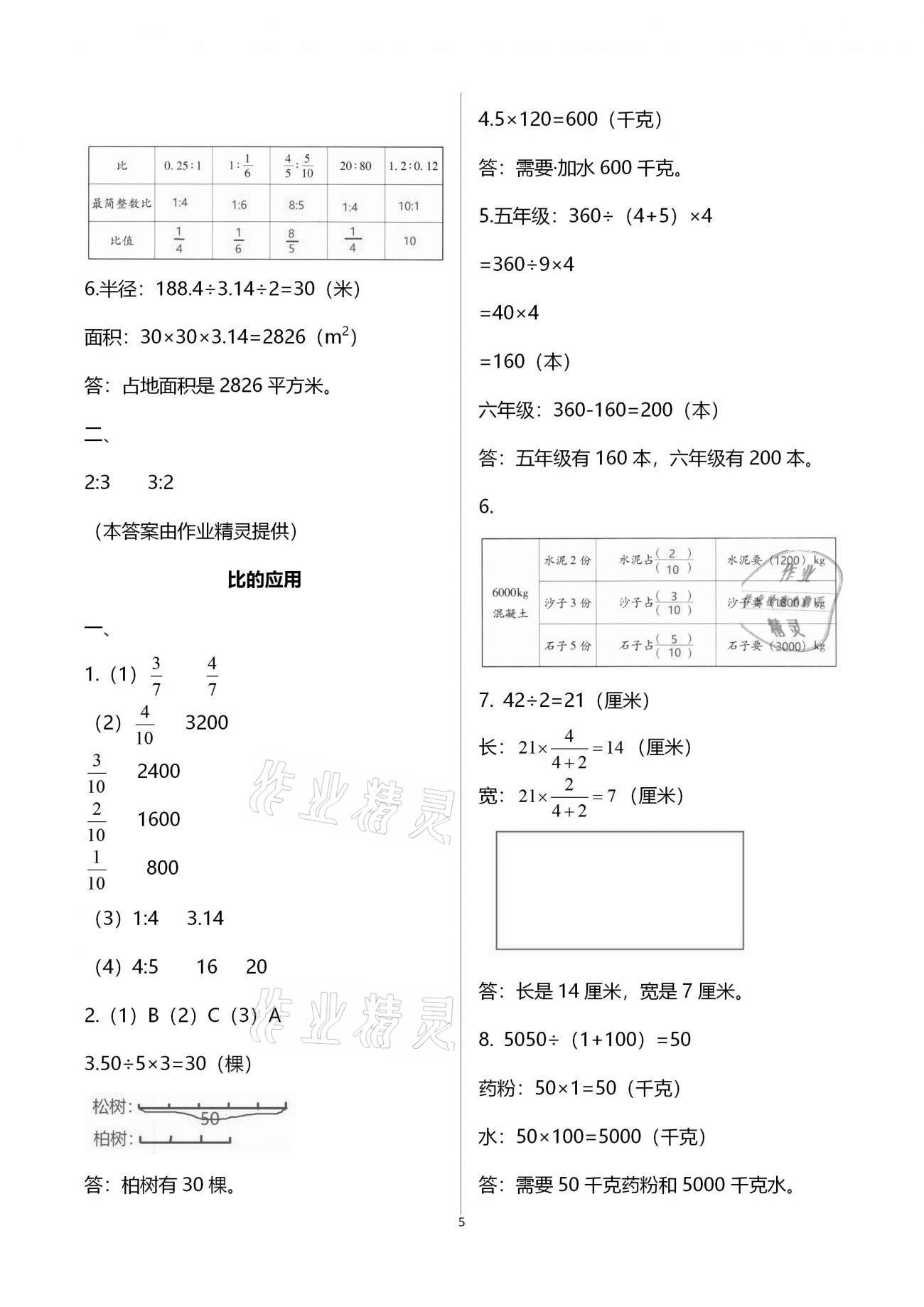 2020年同步伴讀六年級數(shù)學(xué)上冊北師大版 參考答案第5頁