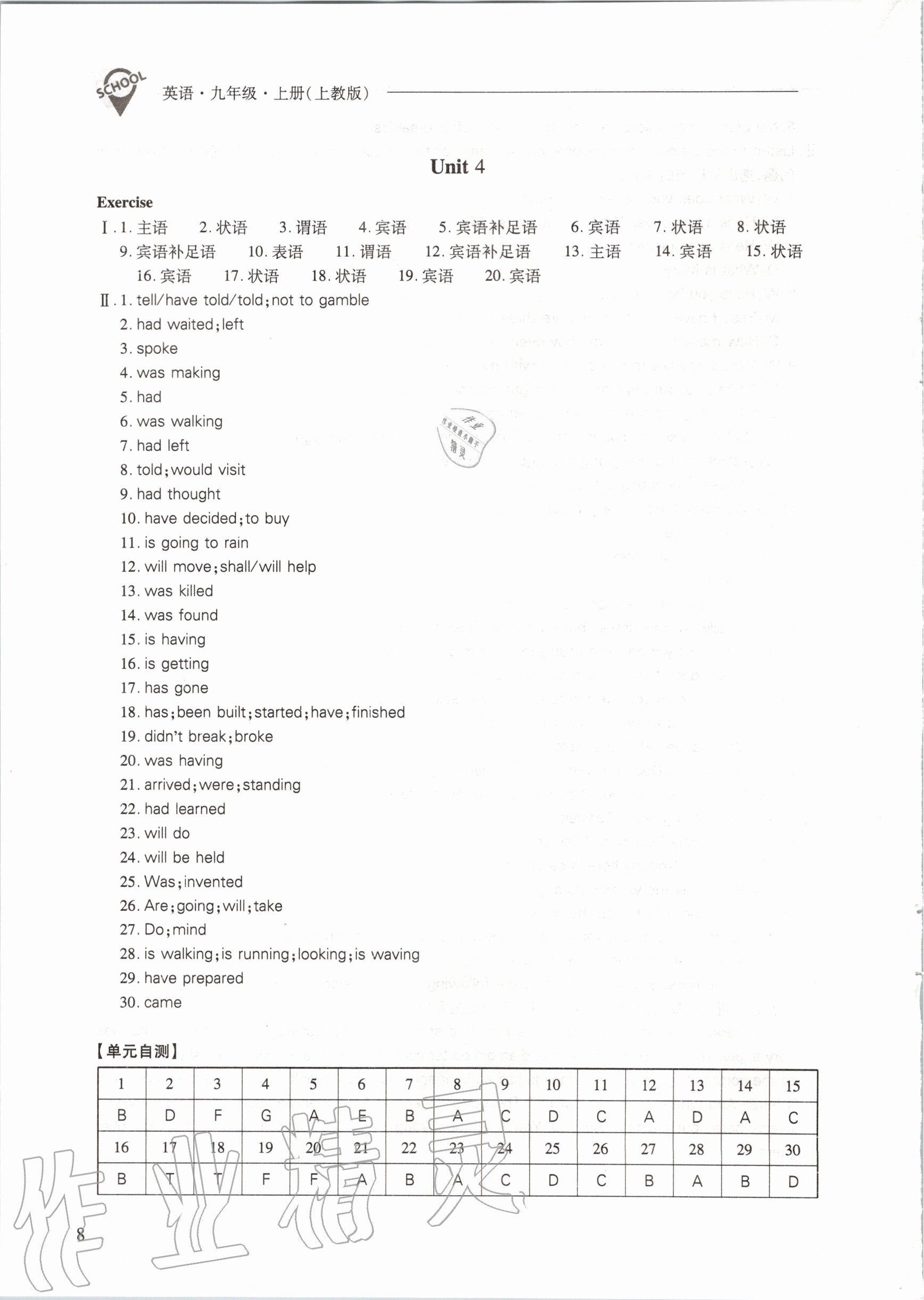 2020年新课程问题解决导学方案九年级英语上册上教版 参考答案第8页