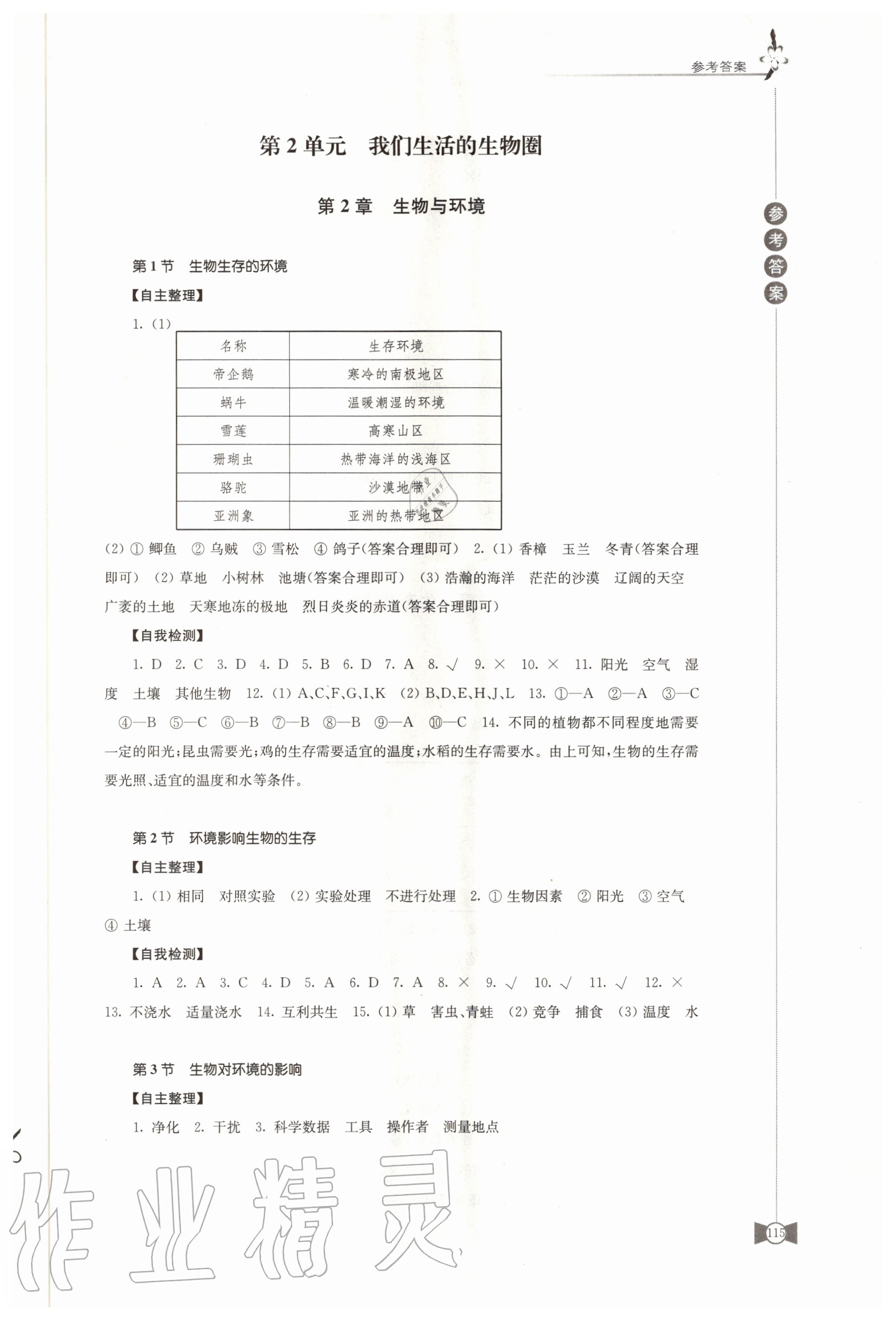 2020年學習與評價七年級生物學上冊蘇科版江蘇鳳凰教育出版社 第3頁