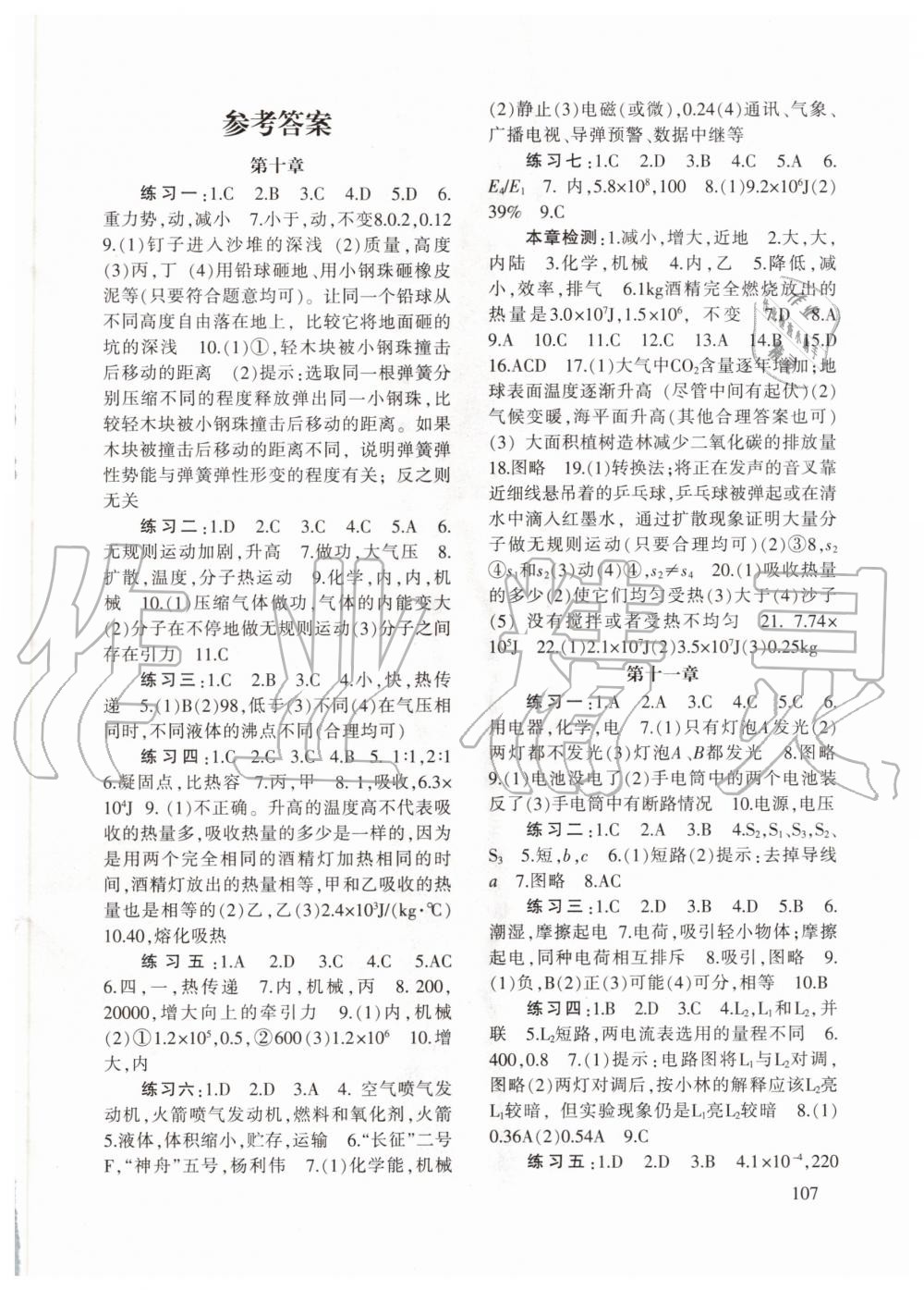 2020年物理配套綜合練習甘肅九年級全一冊北師大版北京師范大學出版社 第1頁