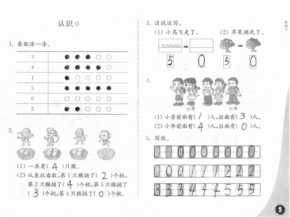 2020年練習(xí)與測試小學(xué)數(shù)學(xué)一年級上冊蘇教版彩色版提優(yōu)版 參考答案第9頁