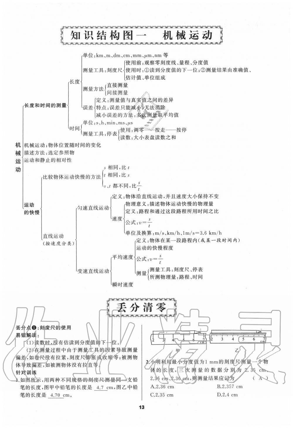 2020年我是高高手八年級物理上冊人教版 參考答案第13頁