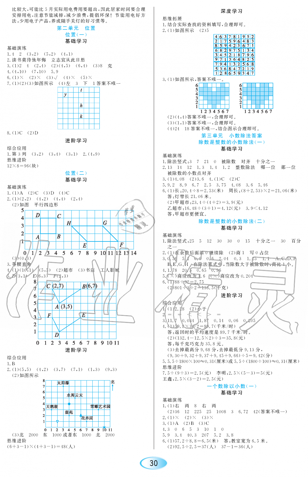 2020年資源與評價(jià)五年級數(shù)學(xué)上冊人教版 參考答案第2頁