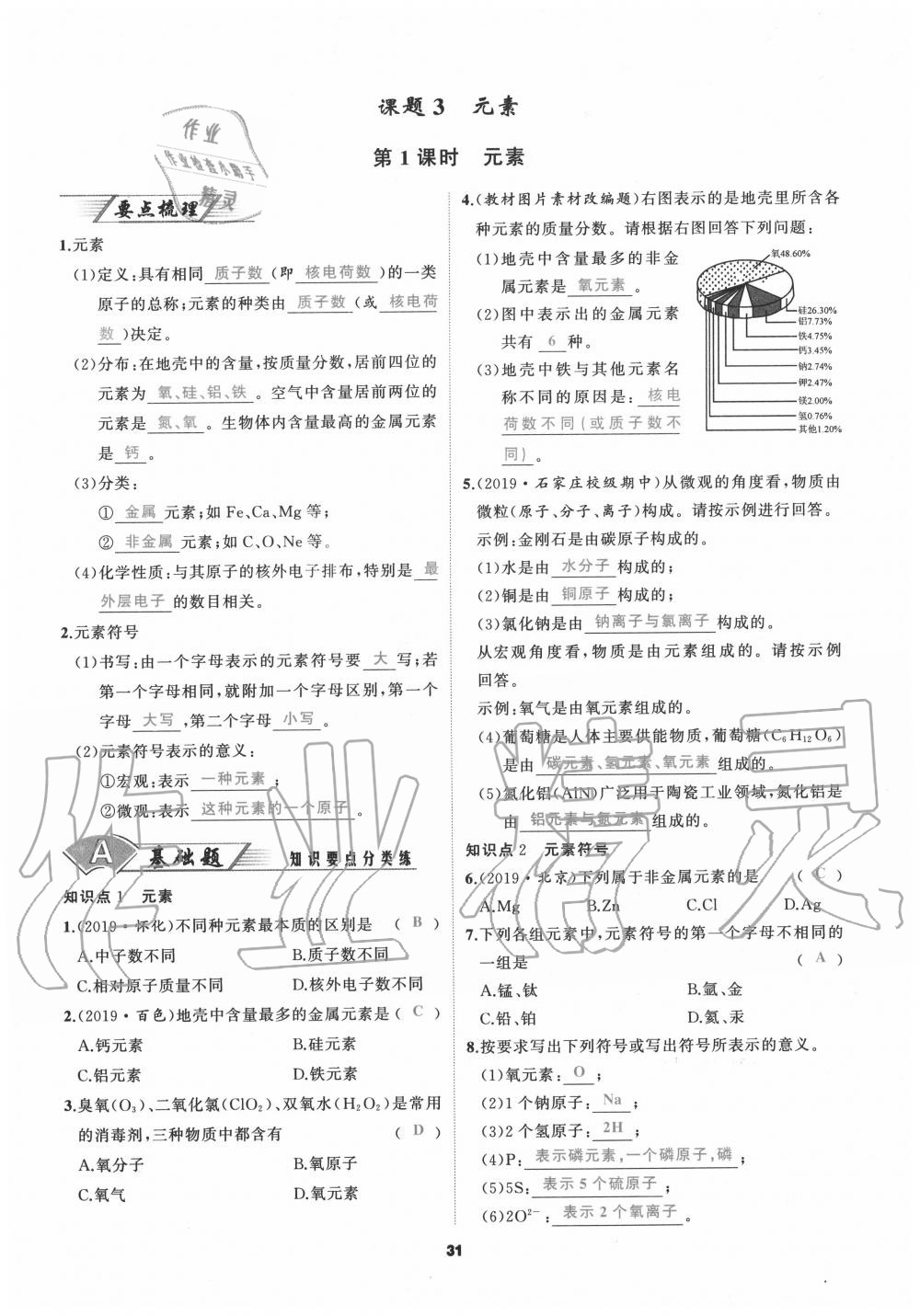 2020年我是高高手九年級(jí)化學(xué)全一冊(cè)人教版 參考答案第31頁(yè)