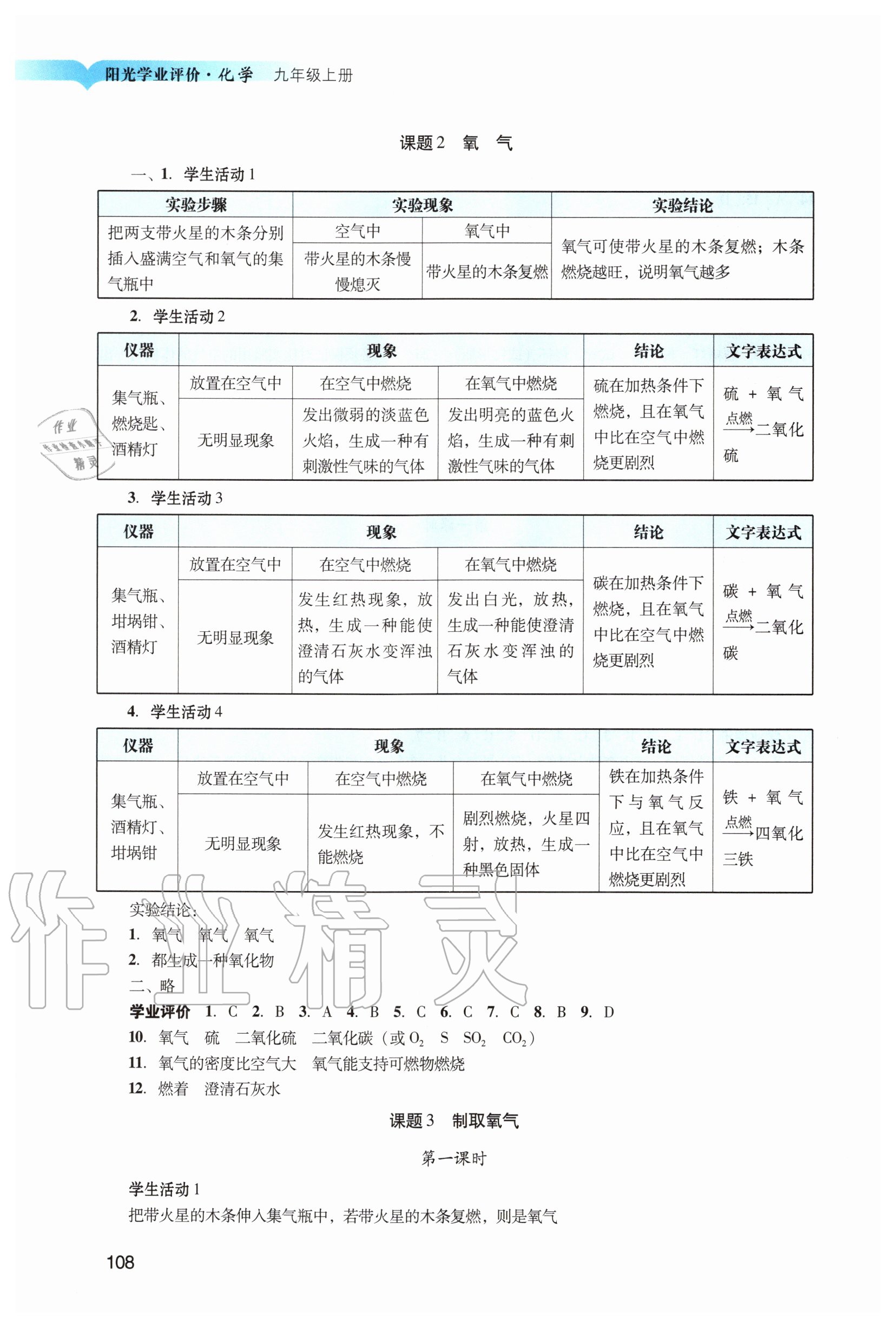 2020年陽(yáng)光學(xué)業(yè)評(píng)價(jià)九年級(jí)化學(xué)上冊(cè)人教版 第4頁(yè)