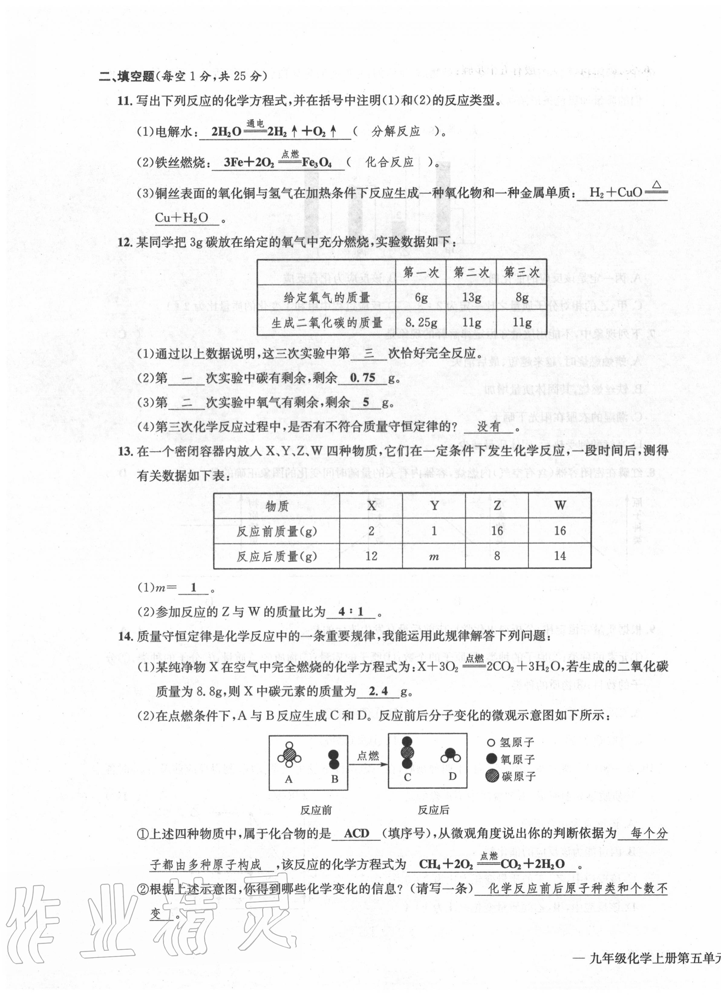 2020年学业评价测评卷九年级化学全一册人教版 第23页