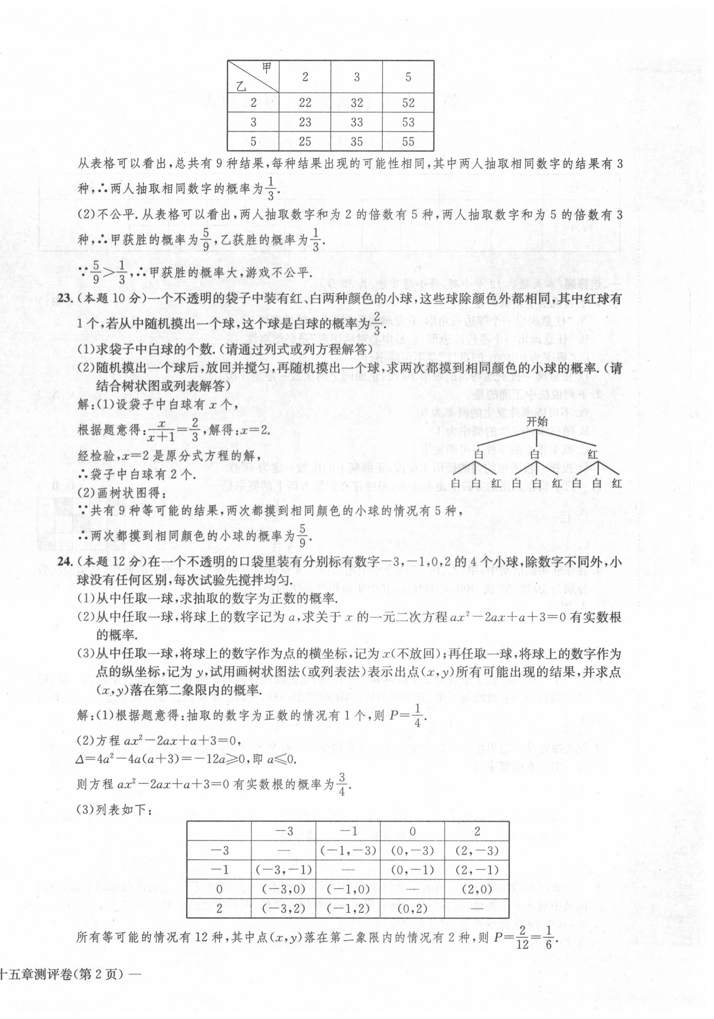 2020年学业评价测评卷九年级数学全一册人教版 第24页