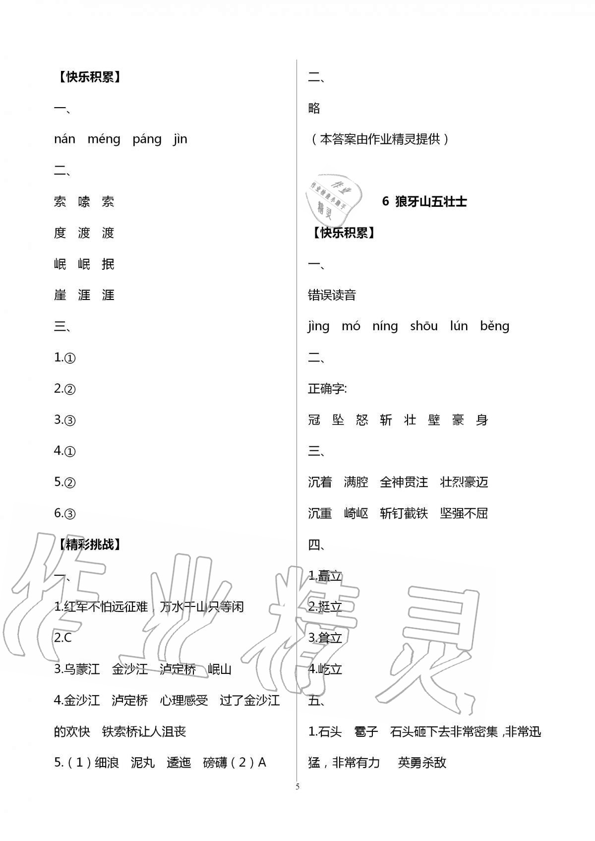 2020年新編基礎(chǔ)訓(xùn)練六年級(jí)語(yǔ)文上冊(cè)人教版 第5頁(yè)