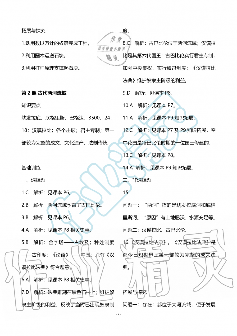 2020年知識與能力訓練九年級世界歷史上冊人教版 第2頁