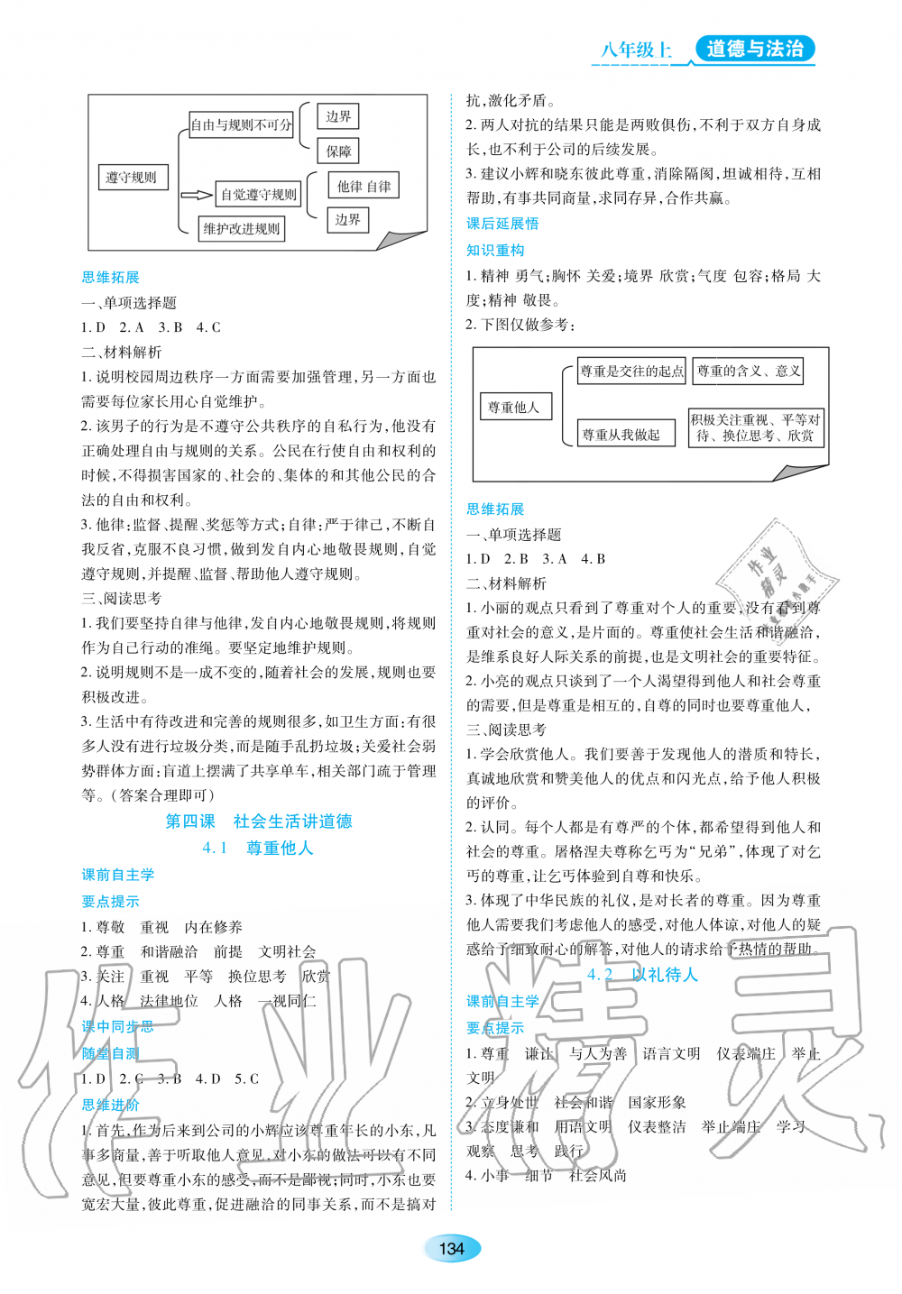 2020年資源與評(píng)價(jià)八年級(jí)道德與法治上冊(cè)人教版 參考答案第4頁