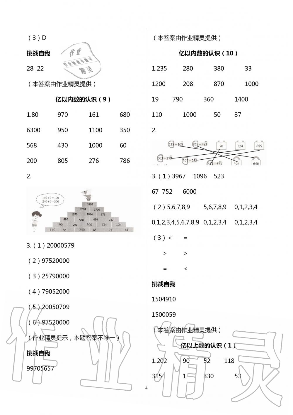 2020年同步口算練習(xí)冊(cè)四年級(jí)上冊(cè)人教版 第4頁(yè)