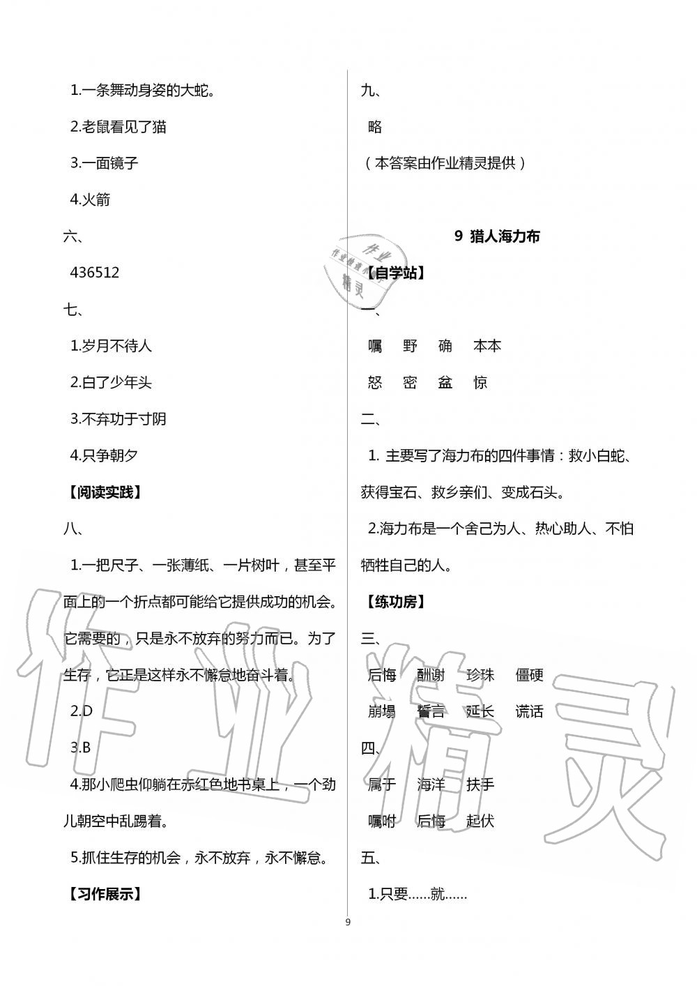 2020年新課堂同步學(xué)習(xí)與探究五年級(jí)語(yǔ)文上冊(cè)人教版棗莊專版 第9頁(yè)