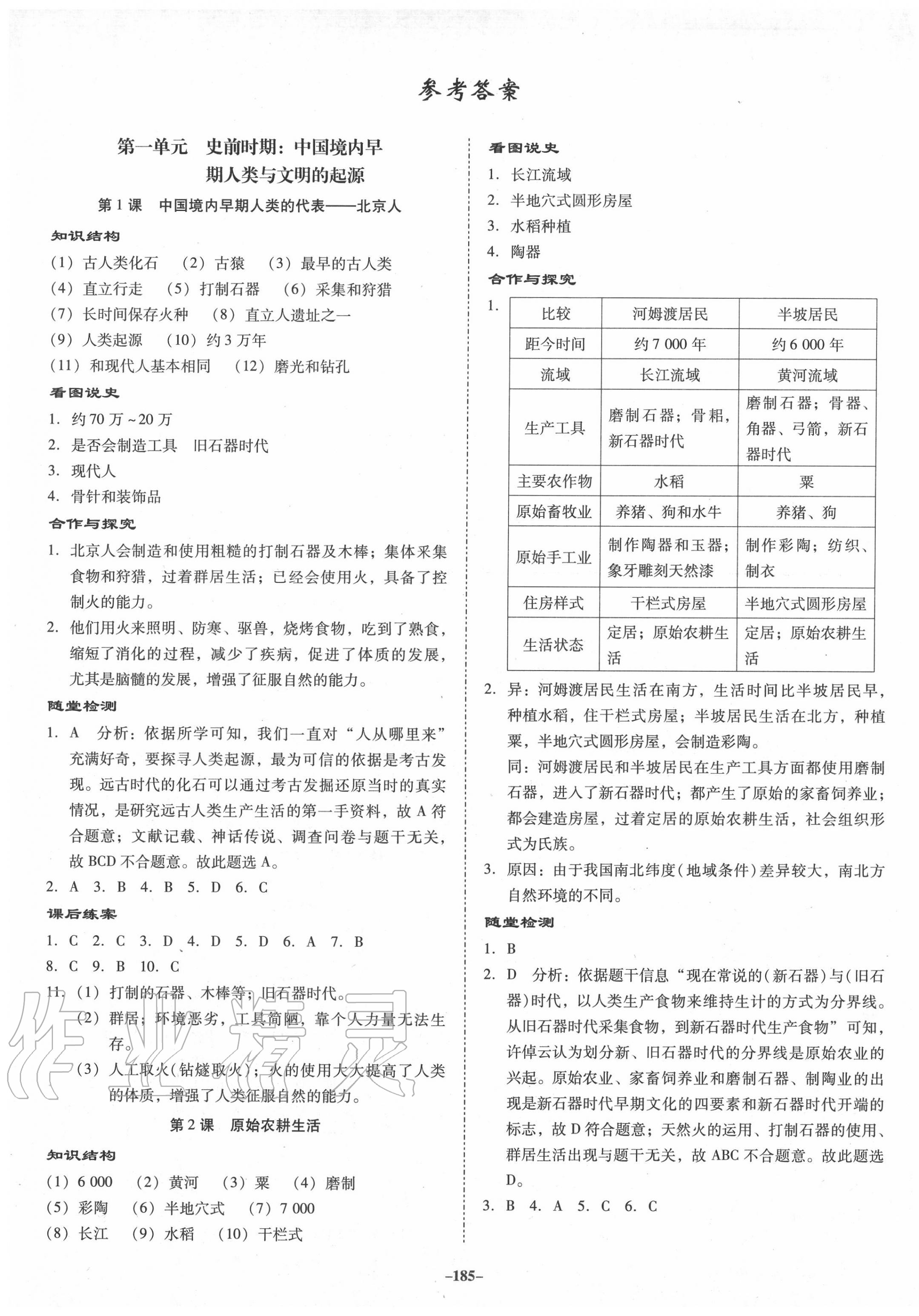 2020年百年學典金牌導學案七年級中國歷史上冊人教版 第1頁