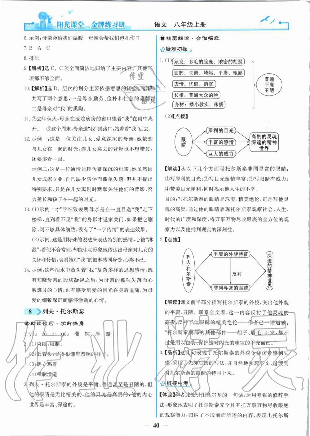 2020年阳光课堂金牌练习册八年级语文上册人教版 第8页