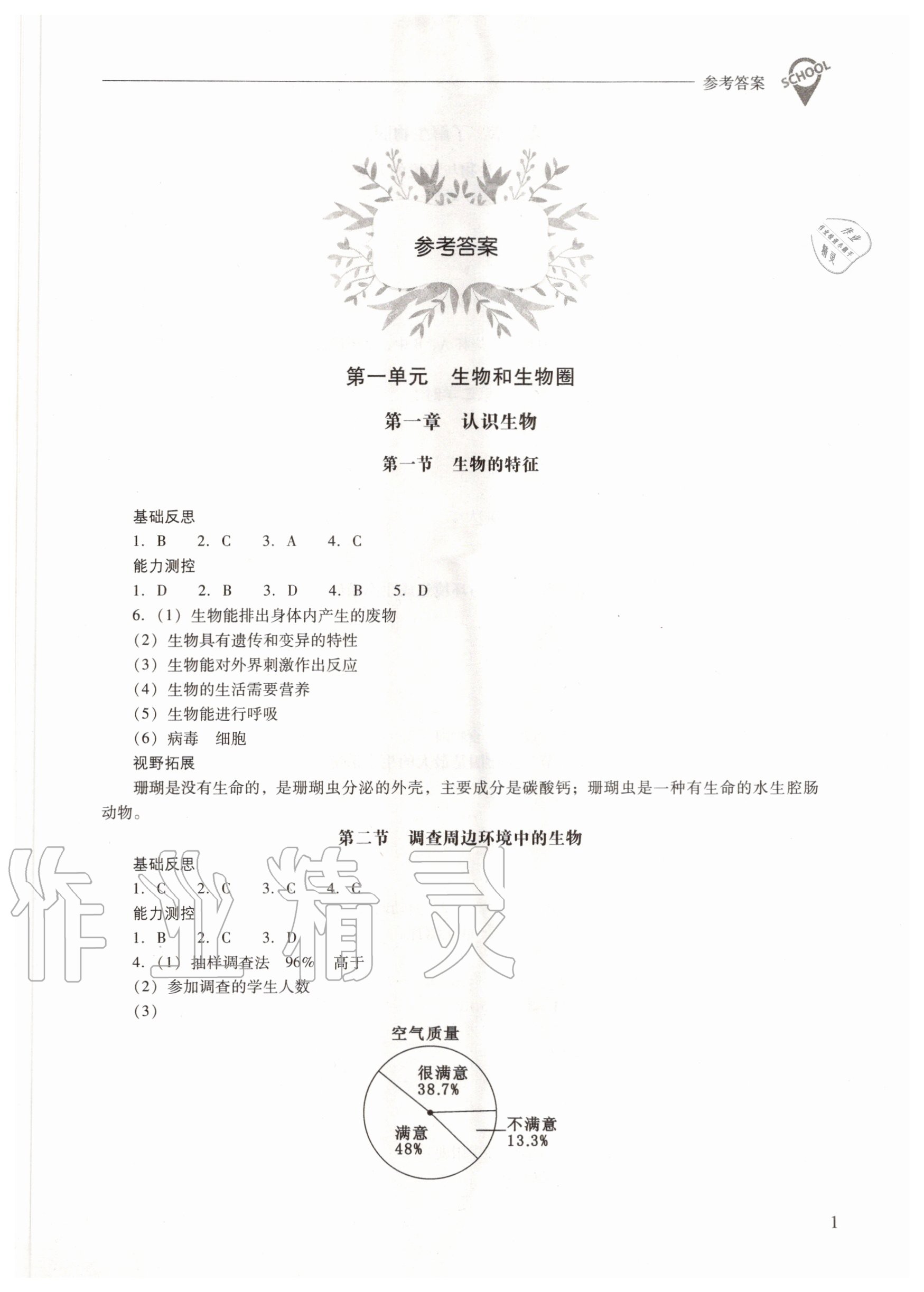 2020年新課程問題解決導(dǎo)學(xué)方案七年級(jí)生物學(xué)上冊(cè)人教版 參考答案第1頁(yè)