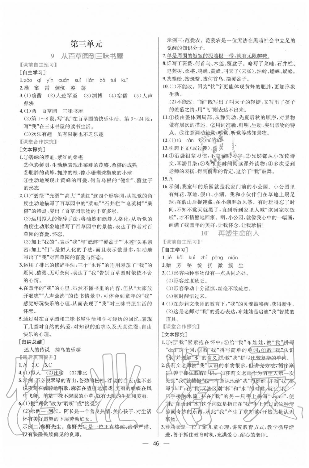 2020年同步导学案课时练七年级语文上册人教版 第6页