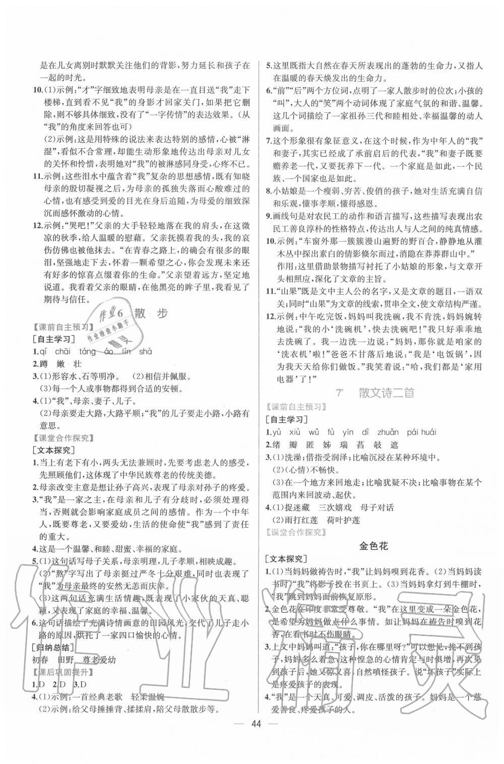 2020年同步导学案课时练七年级语文上册人教版 第4页