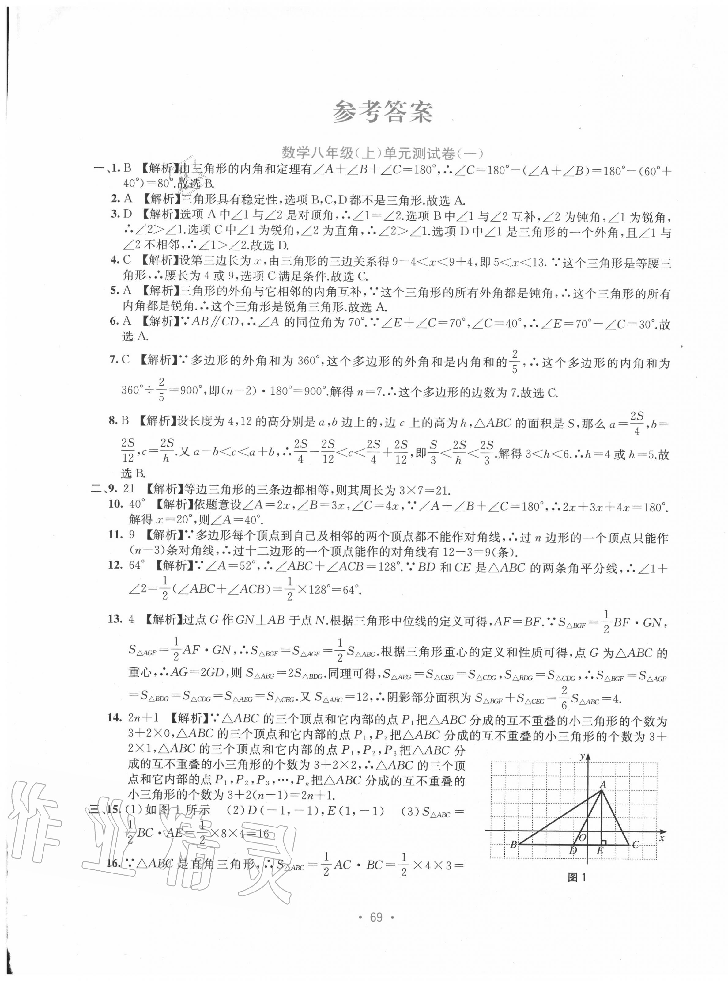 2020年全程檢測(cè)單元測(cè)試卷八年級(jí)數(shù)學(xué)上冊(cè)人教版A 第1頁