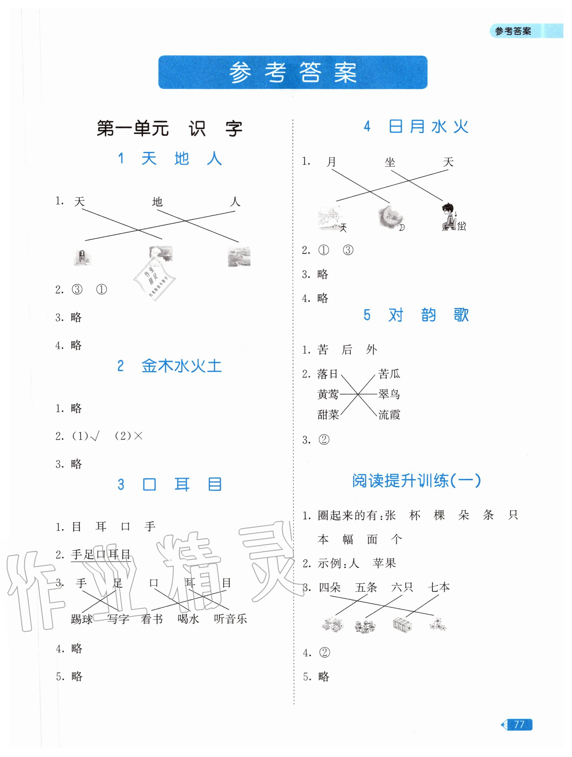 2020年53天天練小學(xué)同步閱讀一年級上冊人教版 第1頁