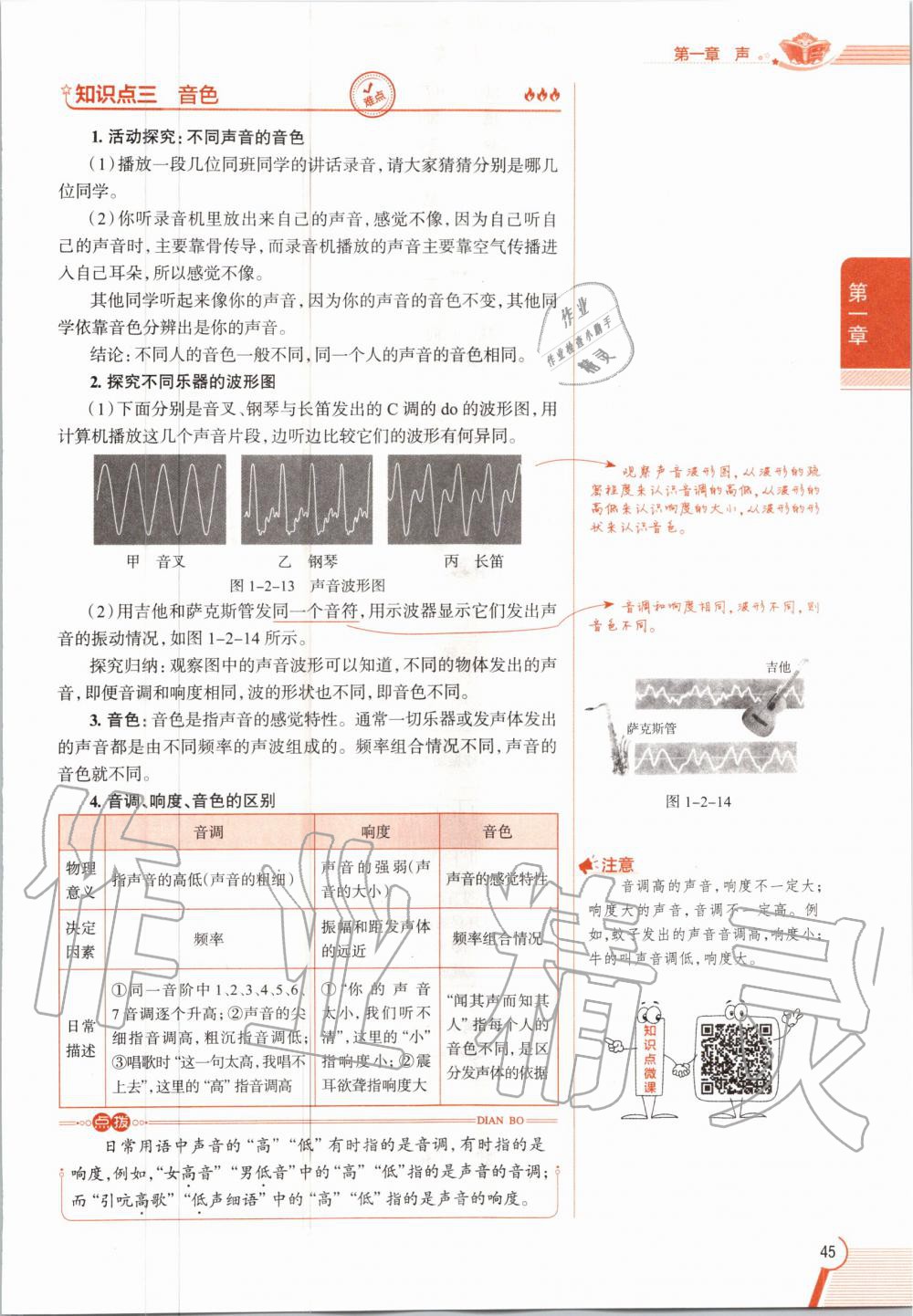 2020年課本八年級物理第一學(xué)期滬教版 參考答案第45頁