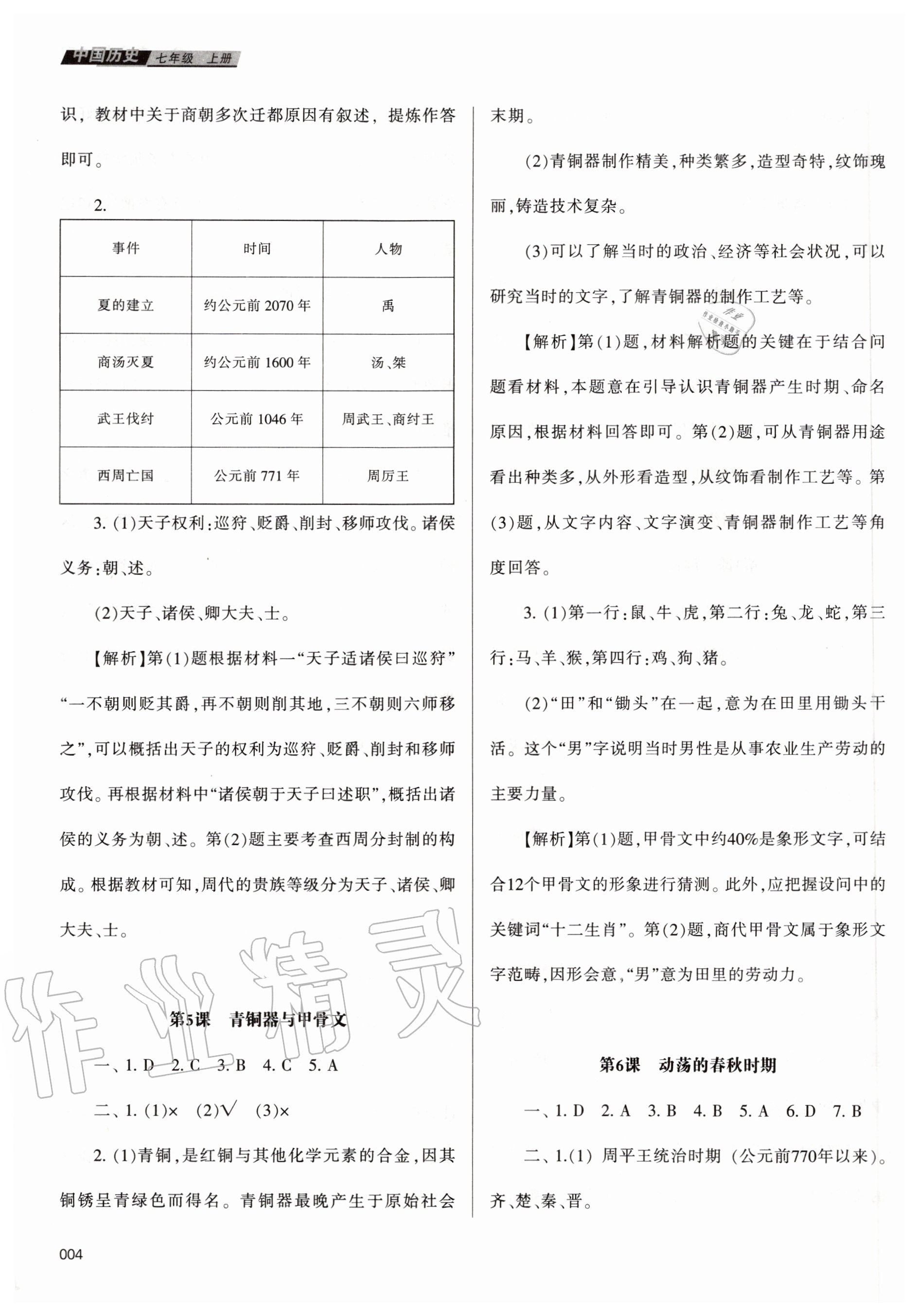 2020年學(xué)習(xí)質(zhì)量監(jiān)測(cè)七年級(jí)中國(guó)歷史上冊(cè)人教版 參考答案第4頁(yè)