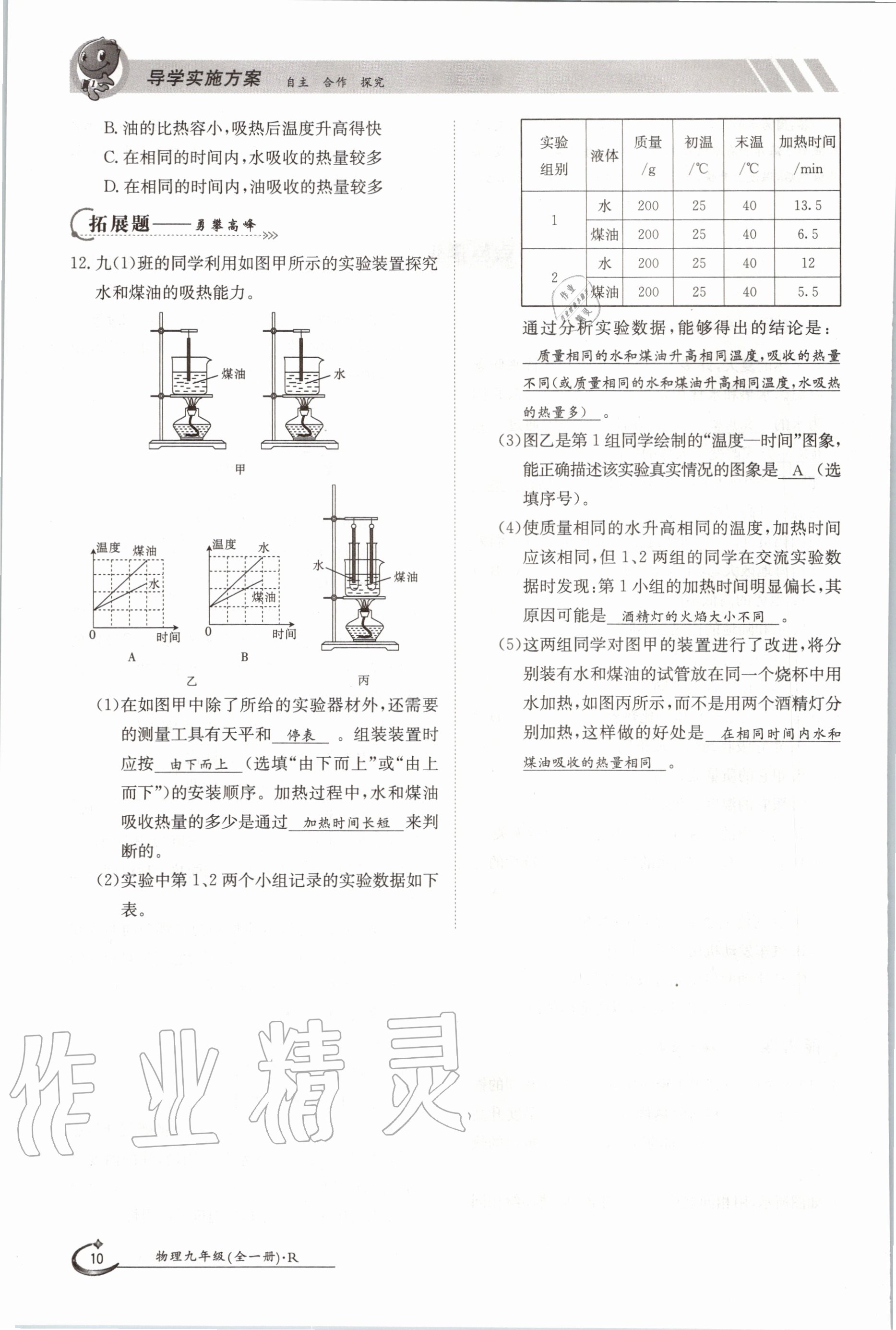 2020年三段六步導(dǎo)學(xué)測(cè)評(píng)九年級(jí)物理全一冊(cè)人教版 參考答案第10頁(yè)