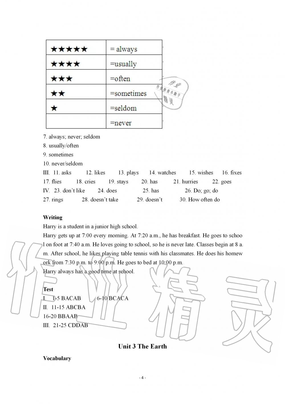 2020年知識與能力訓(xùn)練英語自主學(xué)習(xí)手冊七年級上冊上教版基礎(chǔ)版 第4頁