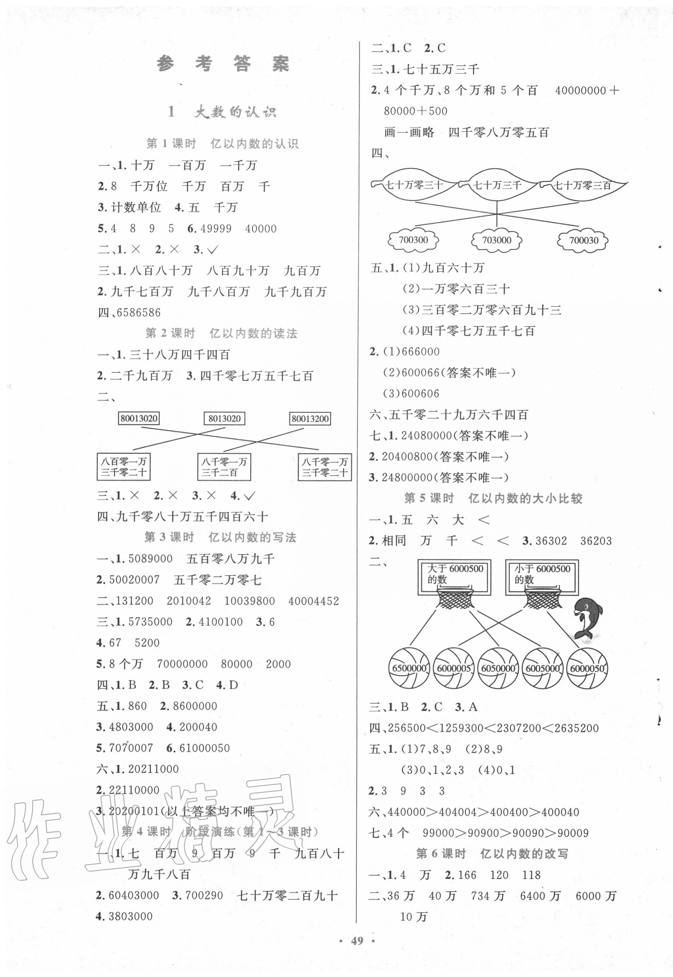 2020年小学同步测控优化设计四年级数学上册人教版增强版 第1页