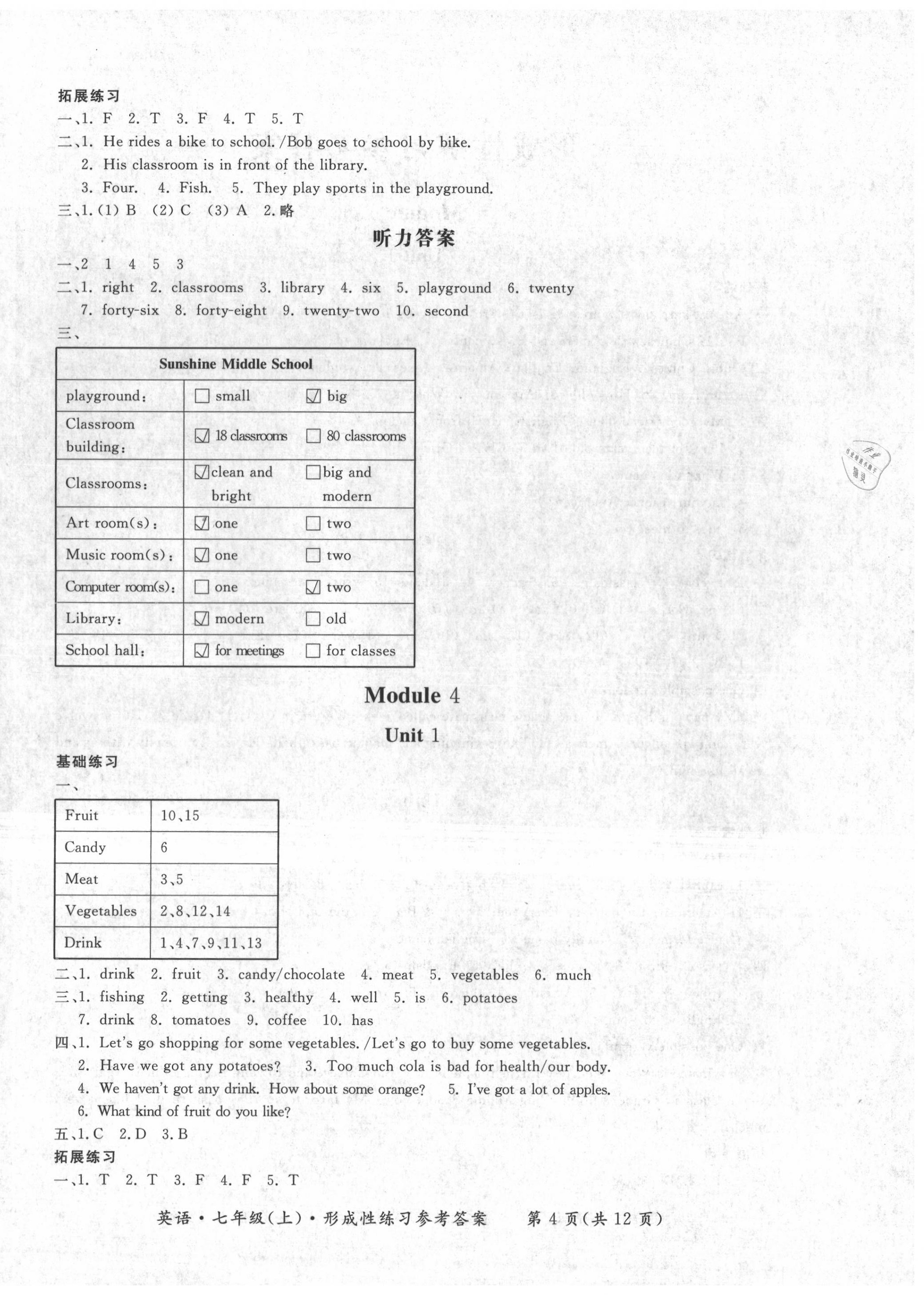 2020年形成性練習(xí)與檢測(cè)七年級(jí)英語(yǔ)上冊(cè)人教版 第4頁(yè)