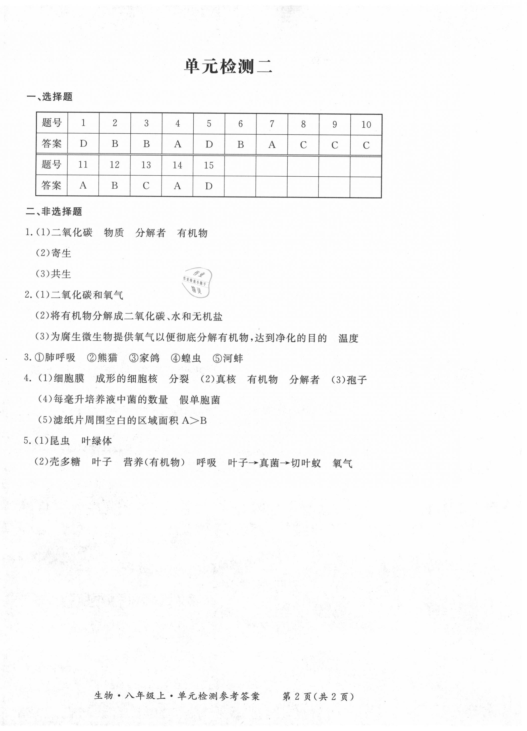 2020年形成性練習與檢測八年級生物上冊人教版 第2頁