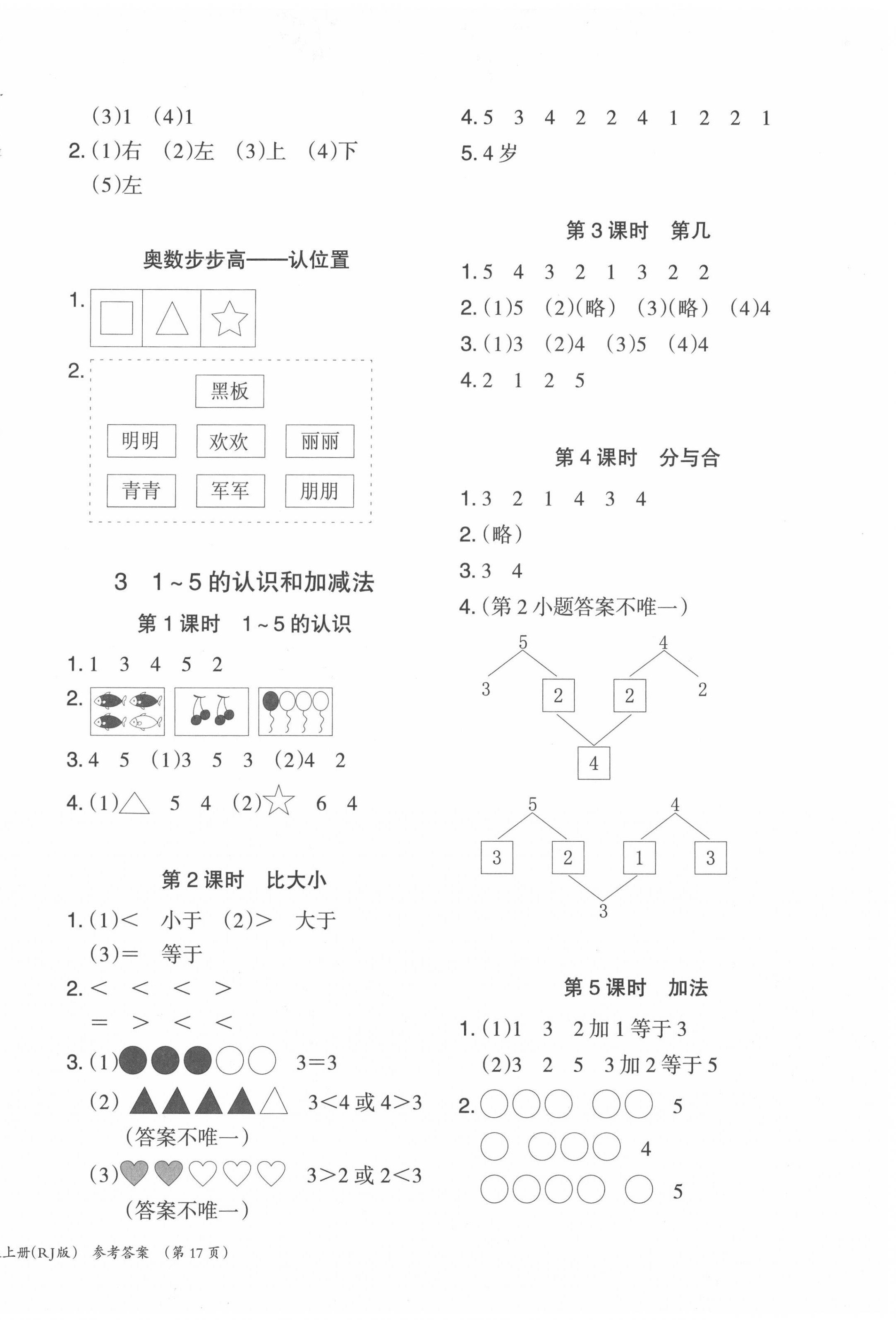 2020年木頭馬分層課課練一年級(jí)數(shù)學(xué)上冊(cè)人教版福建專版 第2頁(yè)