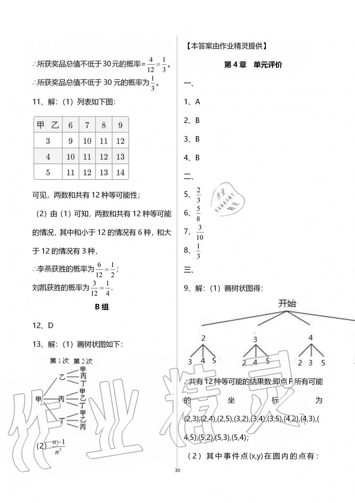 2020年多維互動(dòng)提優(yōu)課堂九年級(jí)數(shù)學(xué)上冊(cè)蘇科版 參考答案第30頁(yè)