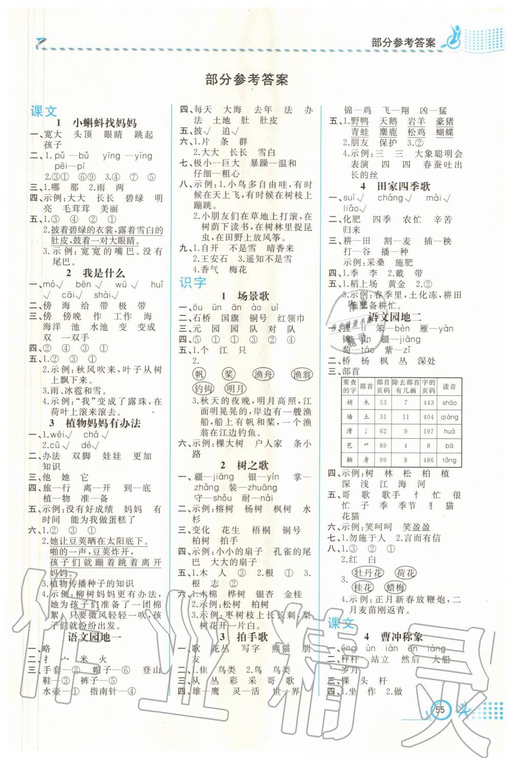 2020年人教金學(xué)典同步解析與測評二年級語文上冊人教版福建專版 第1頁