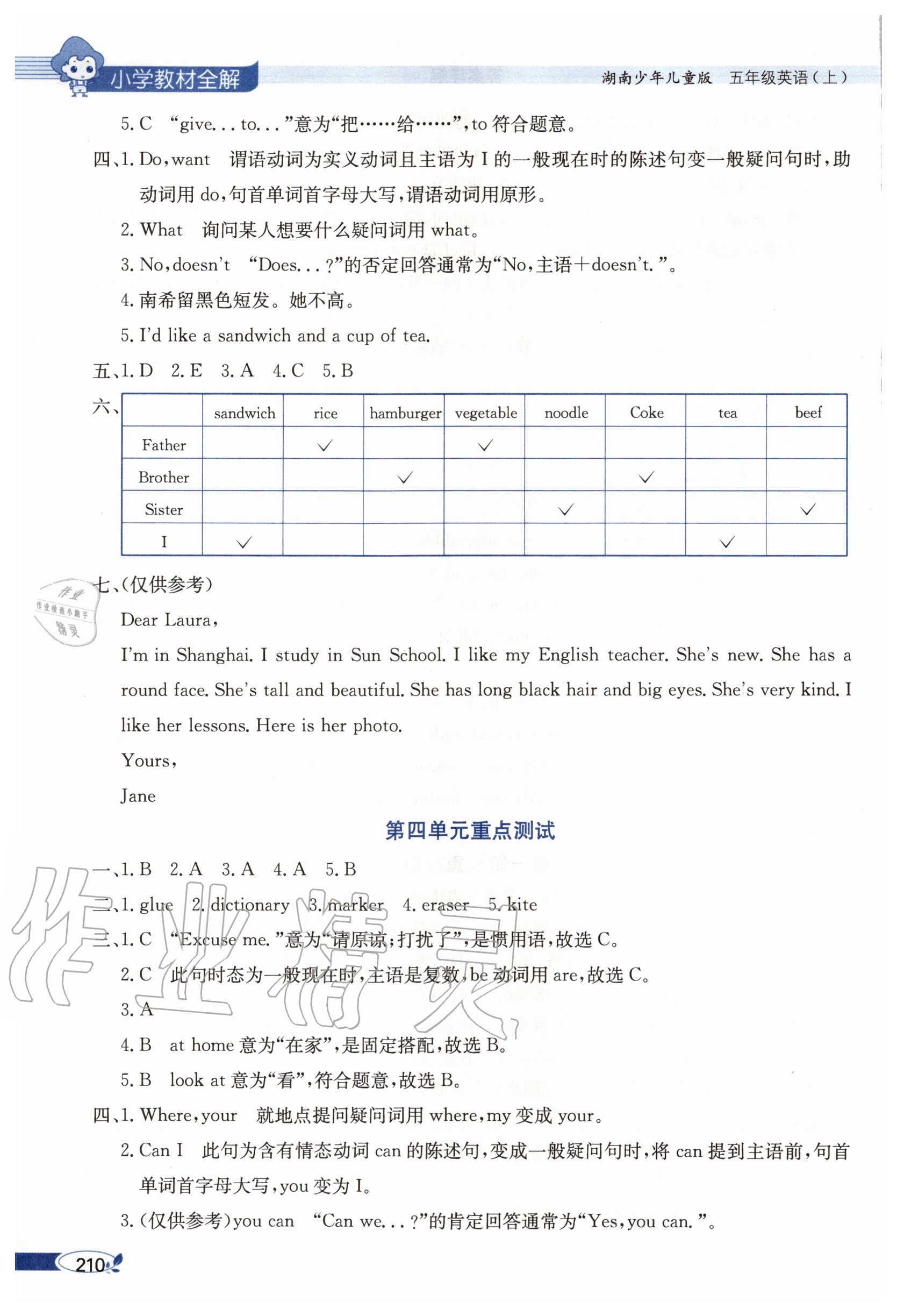 2020年小學教材全解五年級英語上冊湘少版三起 第4頁