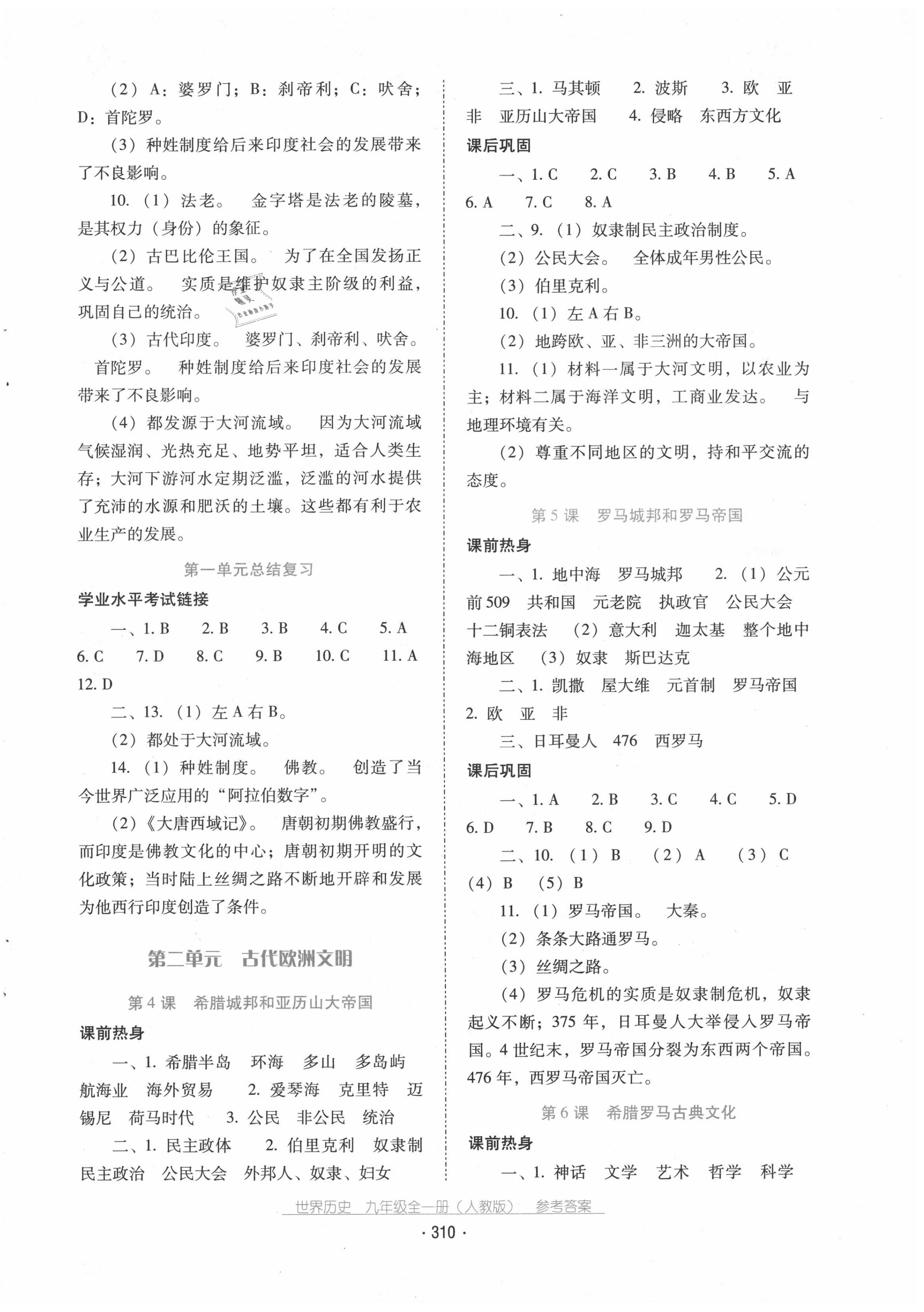 2020年云南省標準教輔優(yōu)佳學案九年級世界歷史全一冊人教版 第2頁