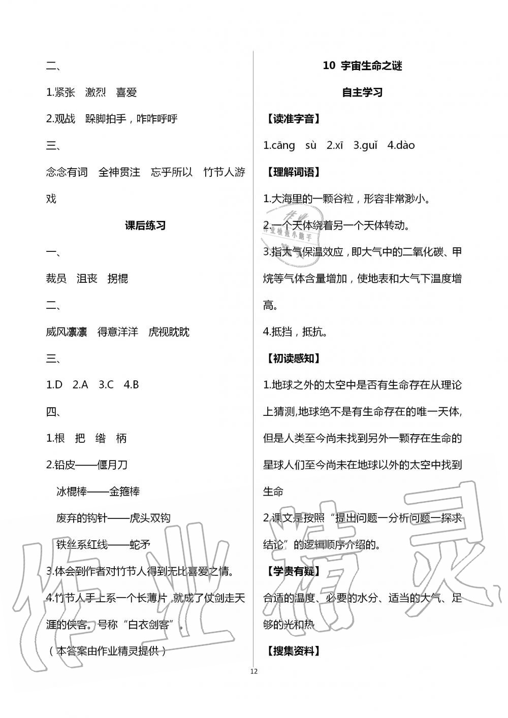 2020年人教金學(xué)典同步解析與測評六年級語文上冊人教版云南專版 第12頁