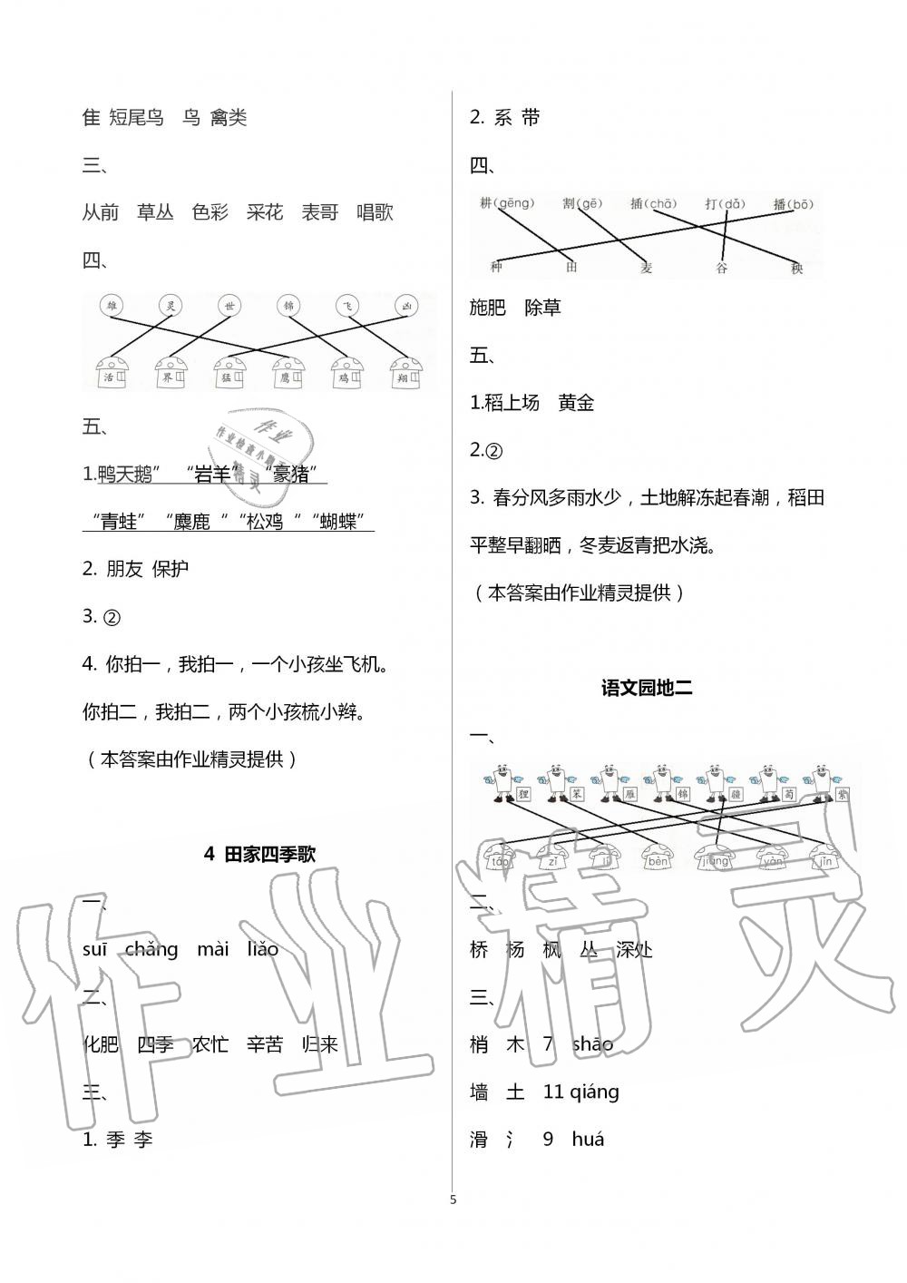 2020年人教金学典同步解析与测评二年级语文上册人教版云南专版 第5页