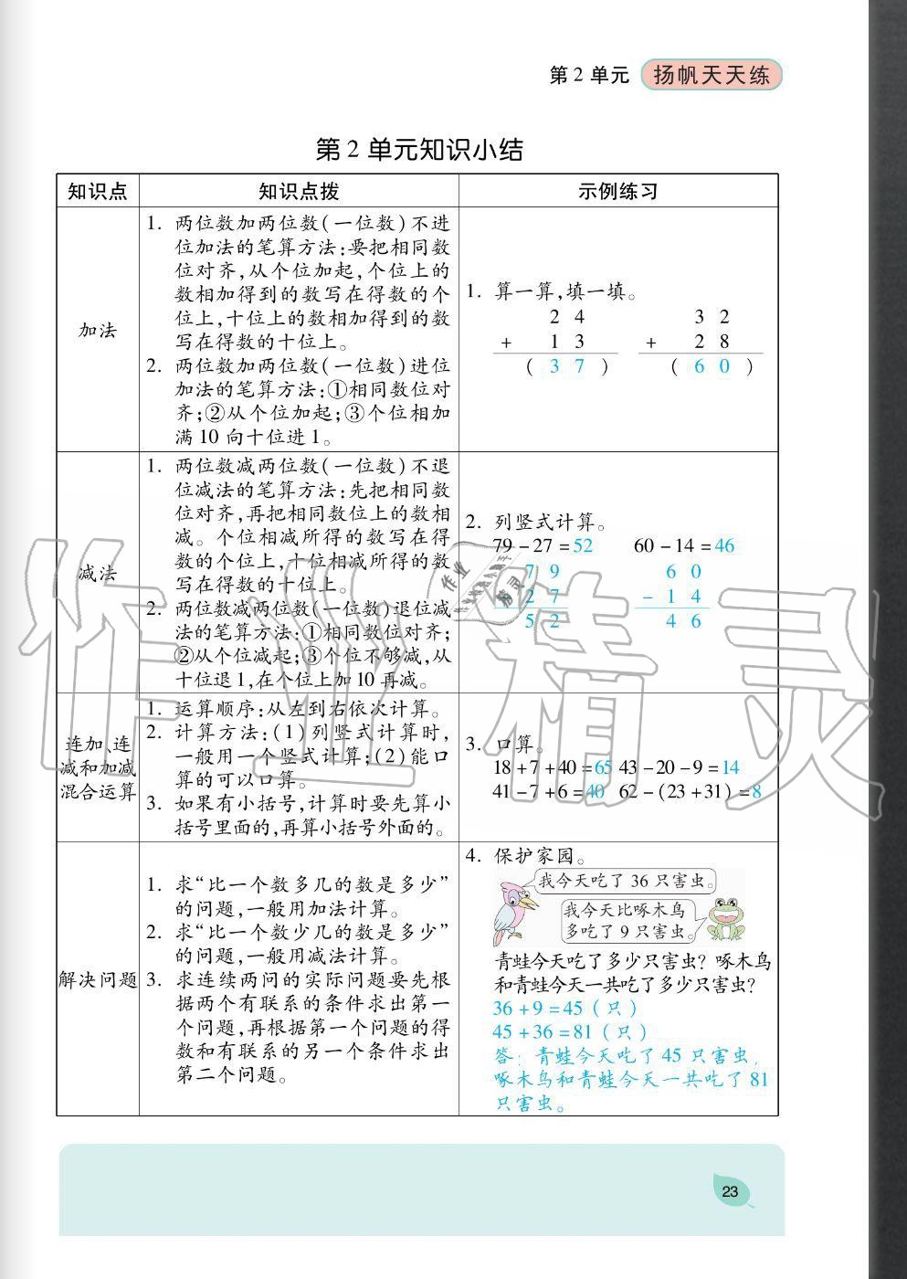 2020年扬帆文化扬帆天天练二年级数学上册人教版&nbsp;参考答案第23页
