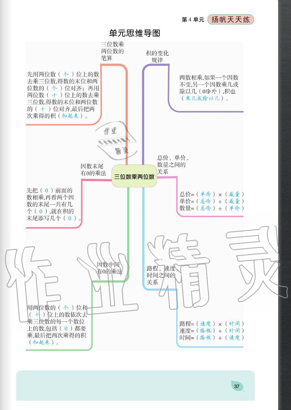 2020年揚(yáng)帆文化揚(yáng)帆天天練四年級數(shù)學(xué)上冊人教版 參考答案第37頁