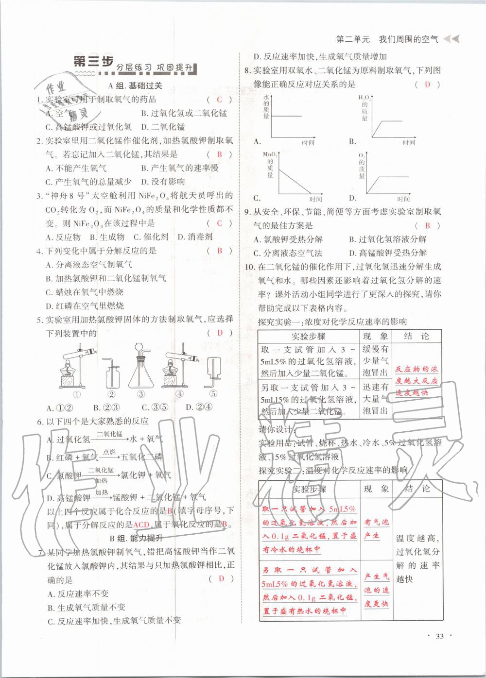 2020年優(yōu)課堂給力A加九年級(jí)化學(xué)全一冊(cè)人教版 參考答案第33頁(yè)