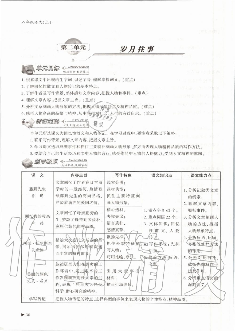 2020年优课堂给力A加八年级语文上册人教版 第30页