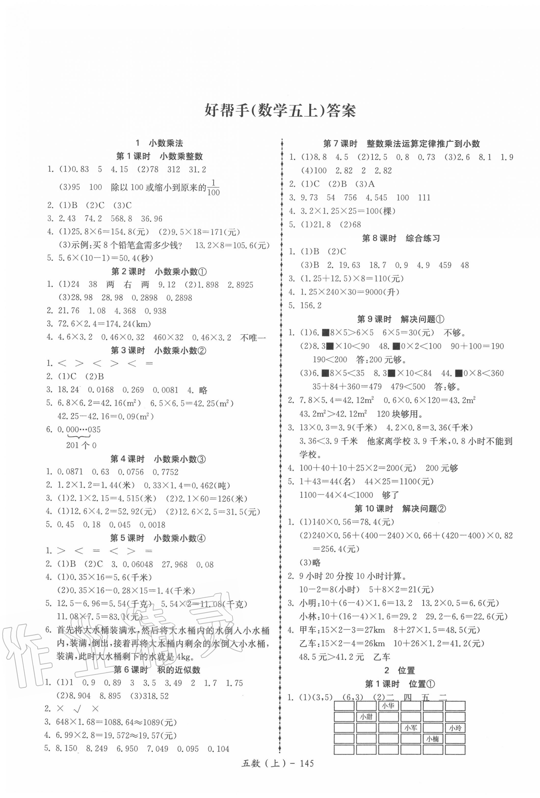 2020年小學(xué)數(shù)學(xué)學(xué)習(xí)好幫手五年級上冊人教版 第1頁