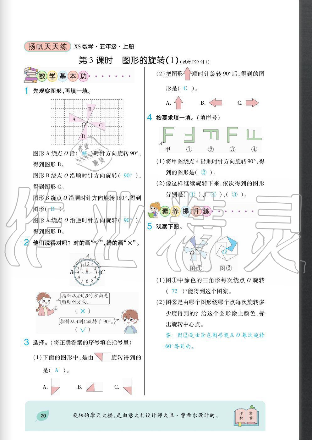 2020年揚帆文化揚帆天天練五年級數(shù)學(xué)上冊西師大版 參考答案第20頁