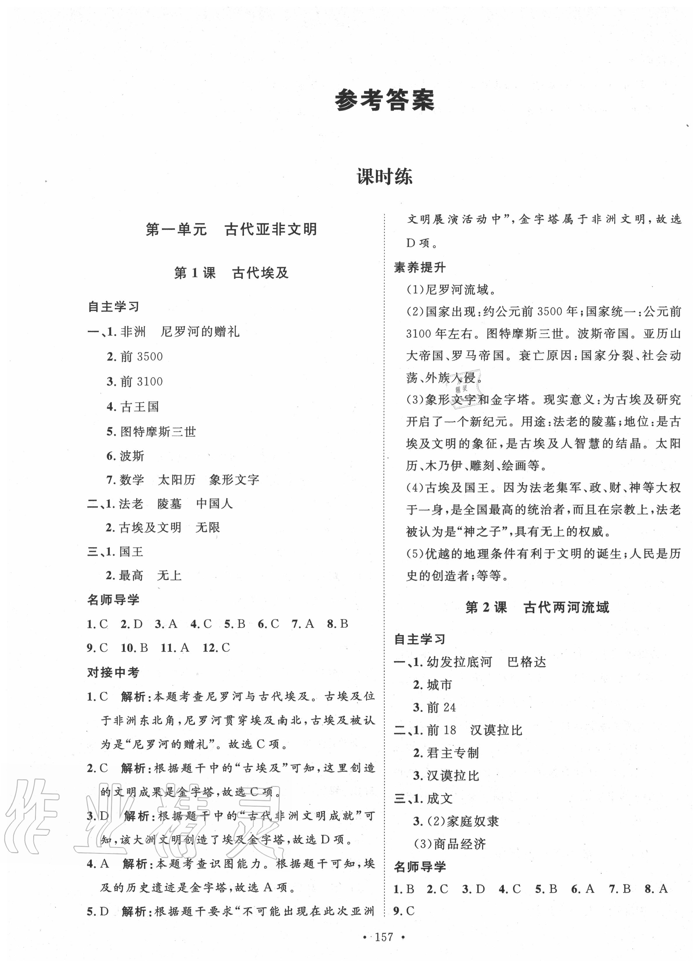 2020年实验教材新学案九年级历史上册人教版 第1页