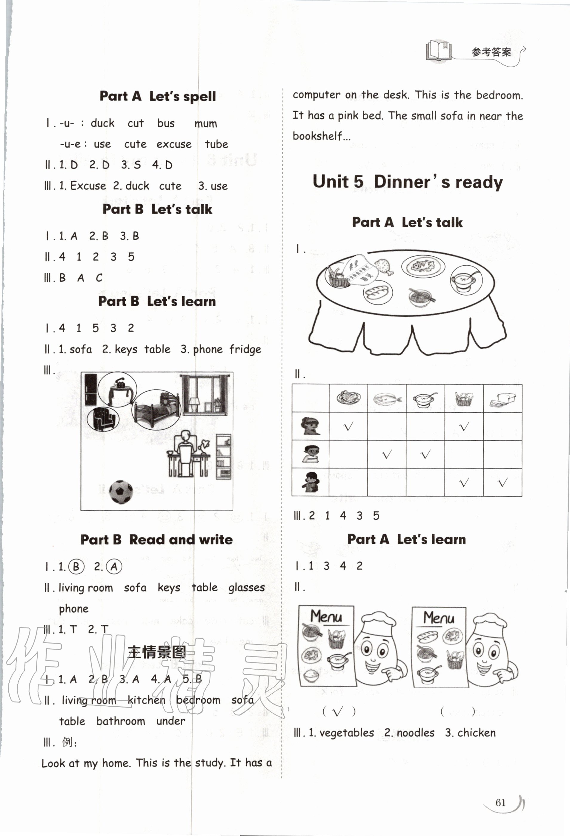 2020年小學同步練習冊四年級英語上冊人教版山東科學技術出版社 參考答案第4頁