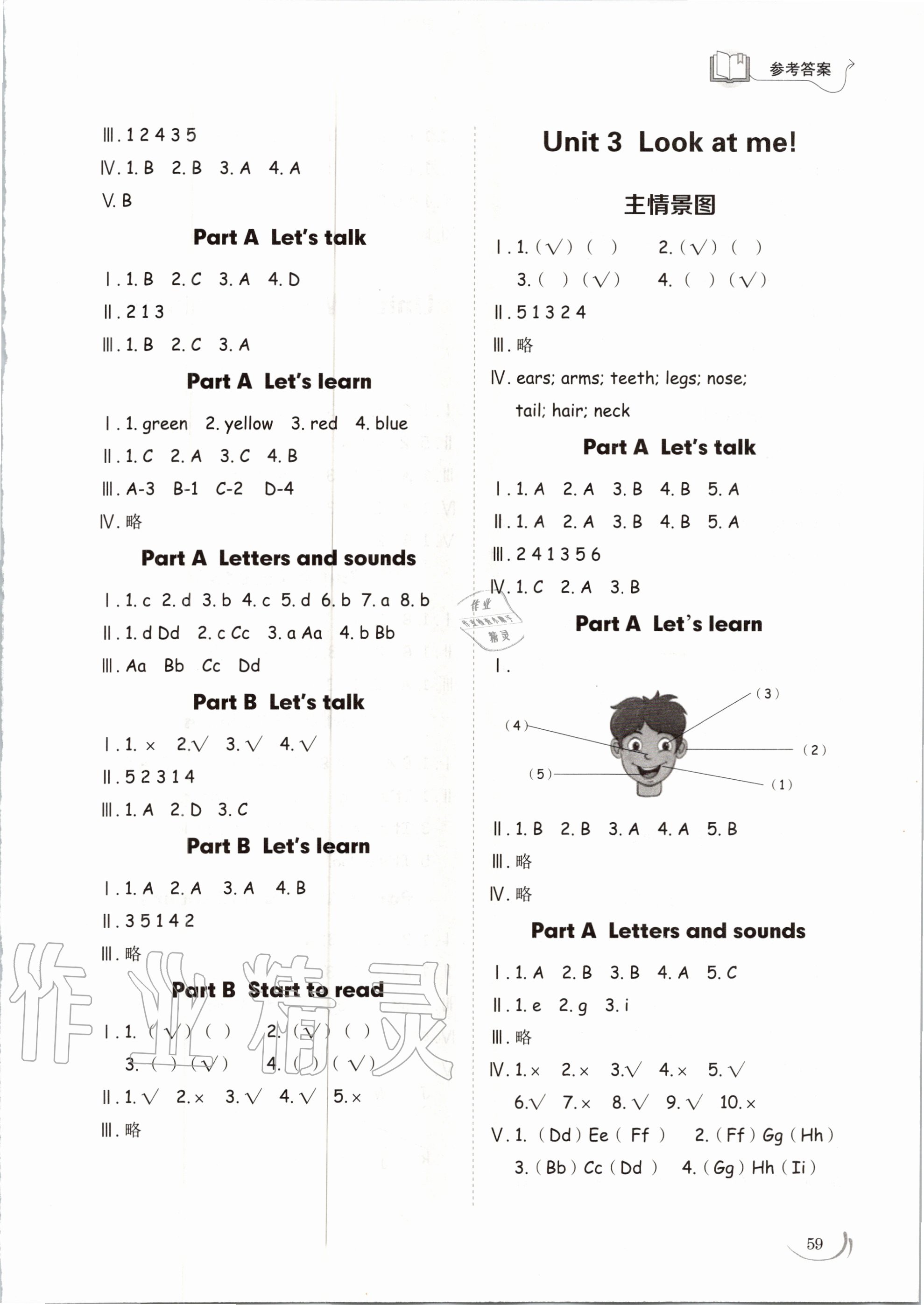 2020年小學同步練習冊三年級英語上冊人教版山東科學技術出版社 參考答案第2頁