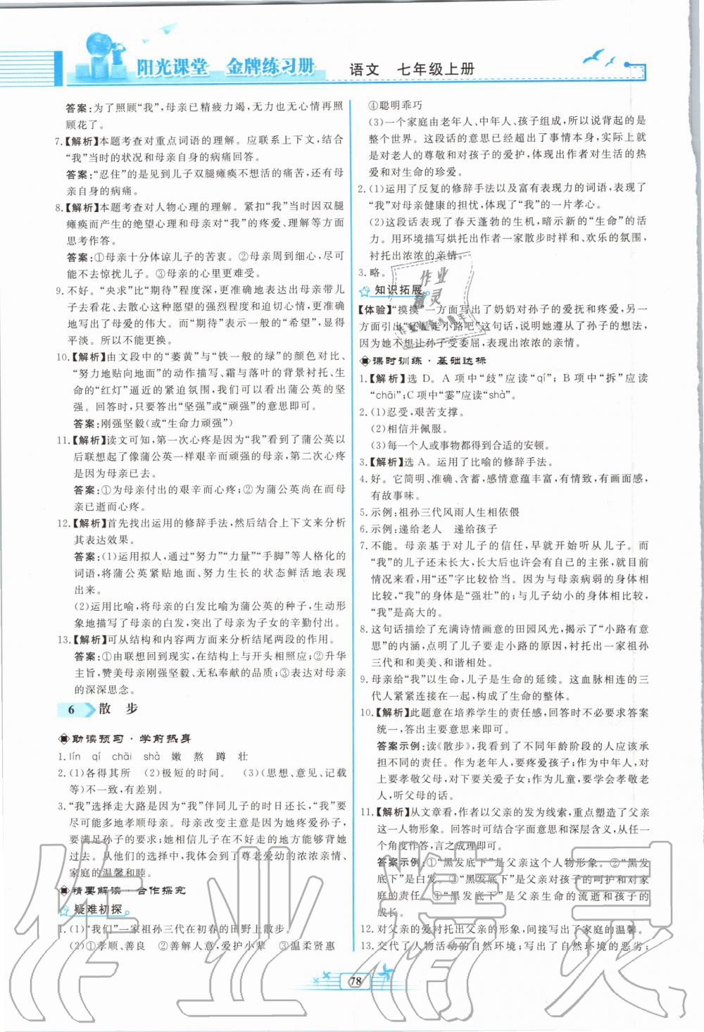 2020年陽光課堂金牌練習(xí)冊七年級語文上冊人教版福建專版 第4頁